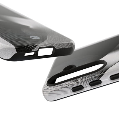Grey Tough Phone Case for Samsung - Obsidian Moiré Wave