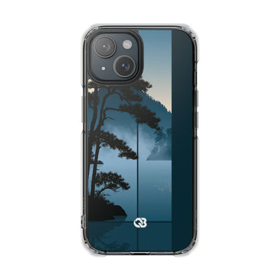 Misty Pine Horizon · Clear Impact Magnetic Phone Case for iPhone ·  Teal