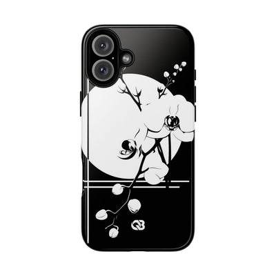 Black Tough Phone Case for iPhone - Lunar Orchid Grid