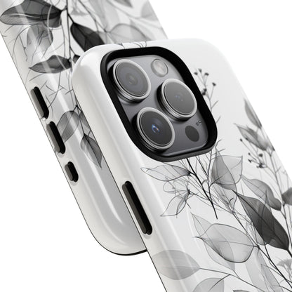 Veined Leaves Gray iPhone 15 Pro Case - Tough+