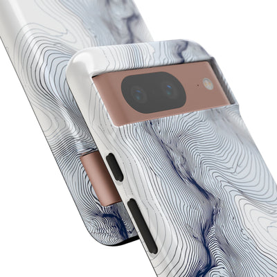 White Tough Phone Case for Google Pixel - Nordic Ridge Topo