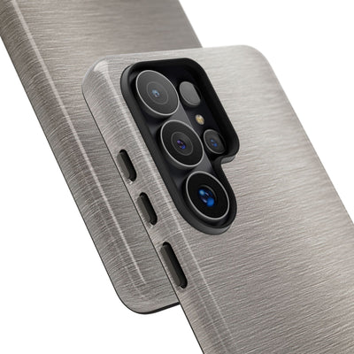 Grey Tough Phone Case for Samsung - Brushed Nickel Linen