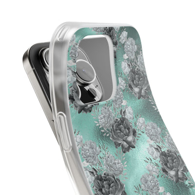 Frost Mint Floral · Soft Handyhülle für iPhone