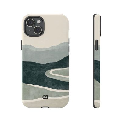 Green Tough Phone Case for iPhone - Misty Sage Valley