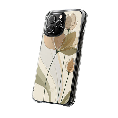 Beige Impact MagSafe Phone Case for iPhone - Muted Ochre Petals