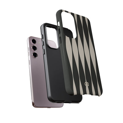 Black Tough Phone Case for Samsung - Ivory Spindle Grid