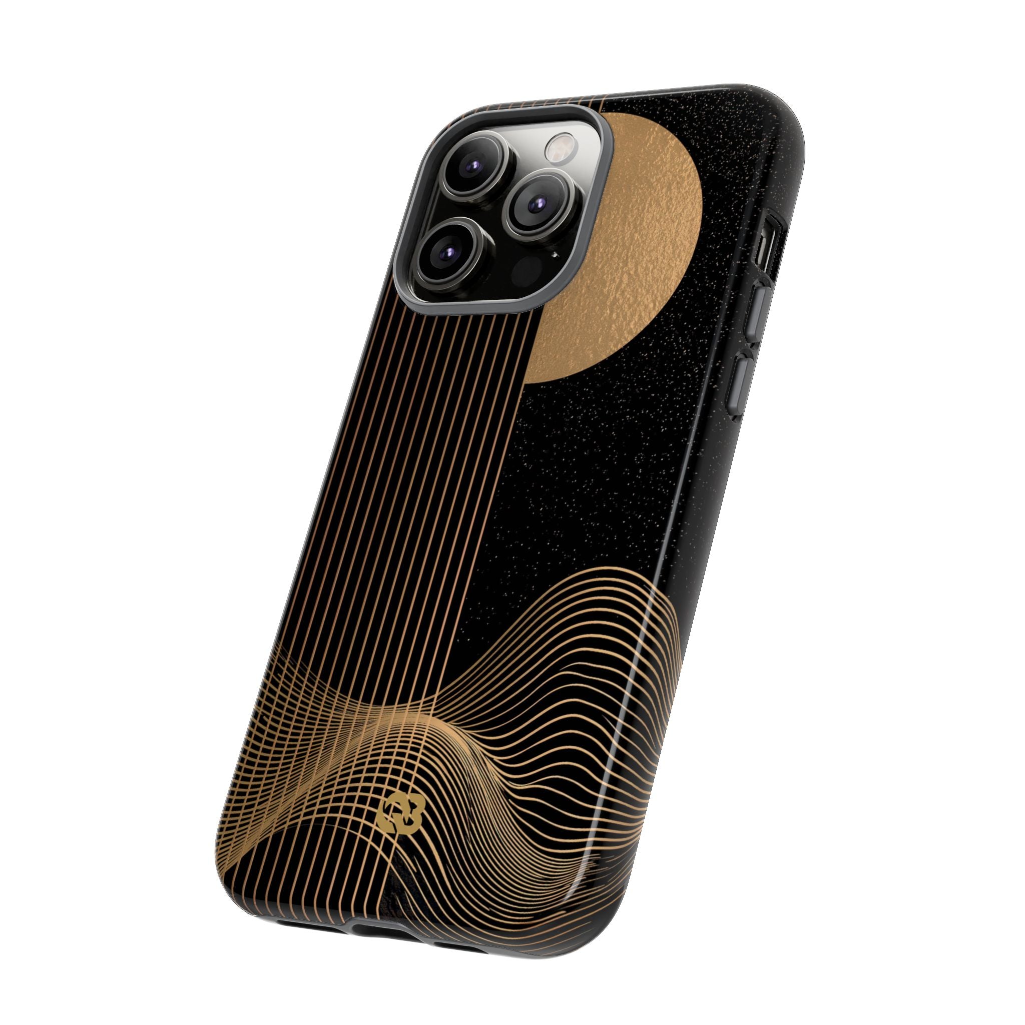 Gold Tough Phone Case for iPhone - Gilded Obsidian Dunes