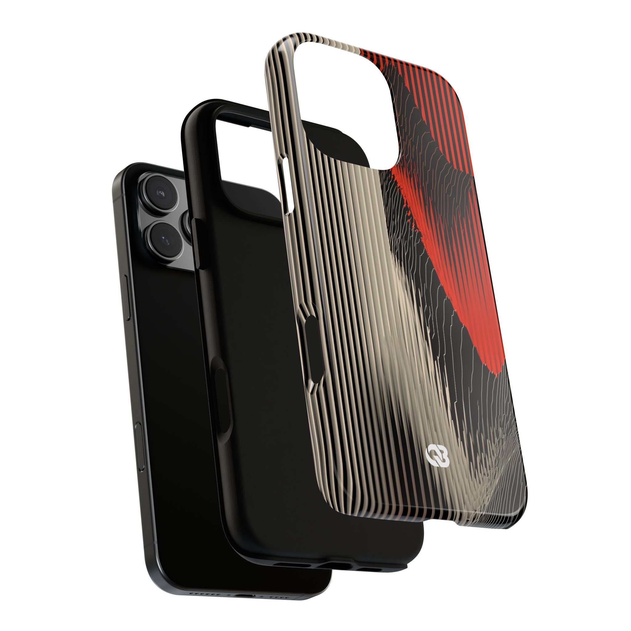 Red Tough Phone Case for iPhone - Crimson Pulse Topo