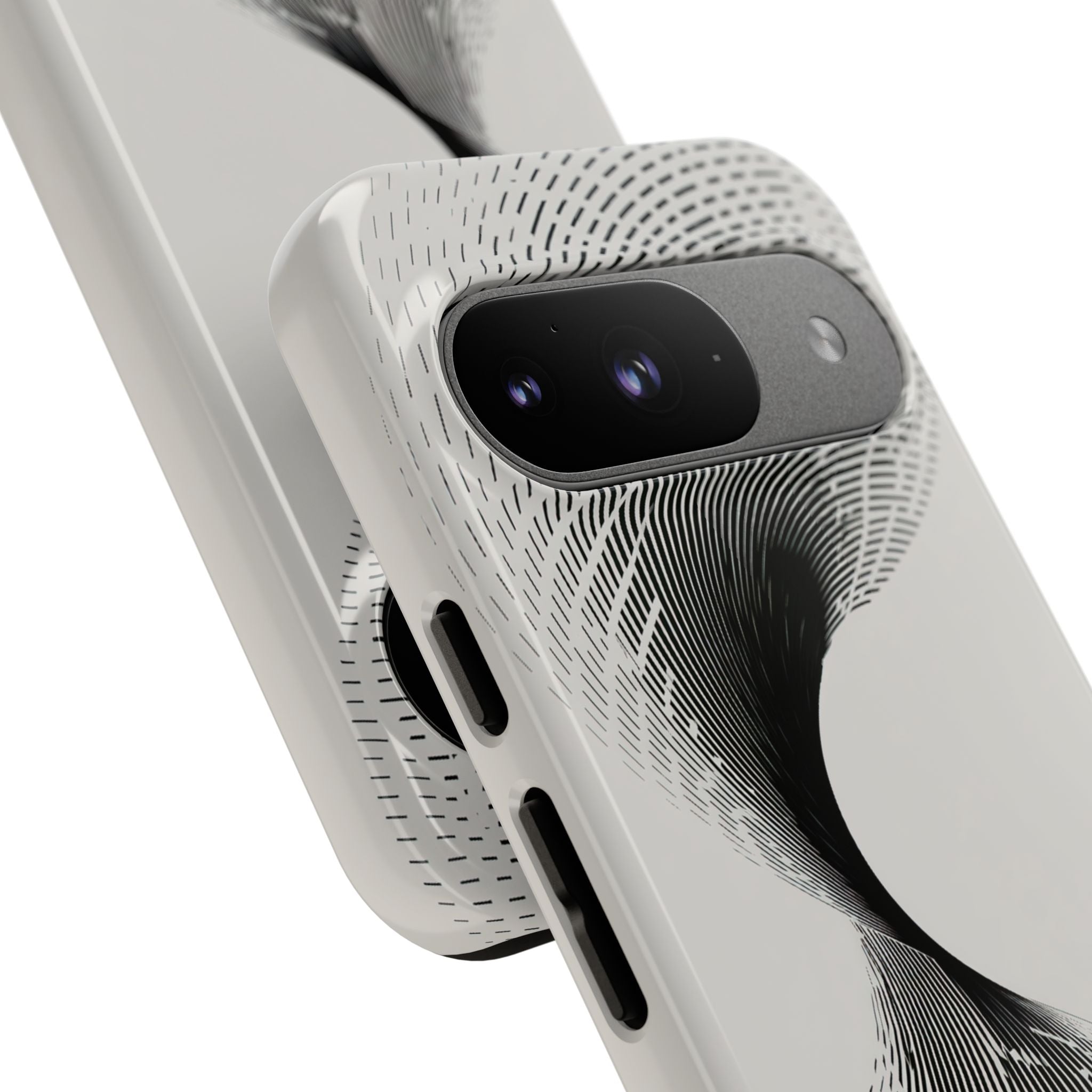 White Tough Phone Case for Google Pixel - Linear Torsion Grid