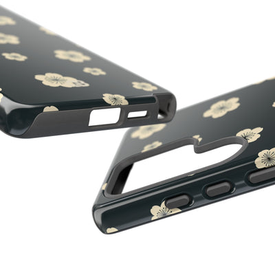 Teal Tough Phone Case for Samsung - Obsidian Cream Petals