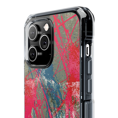 Neon Static Drip · Clear Impact Magnetic Phone Case for iPhone · Pink