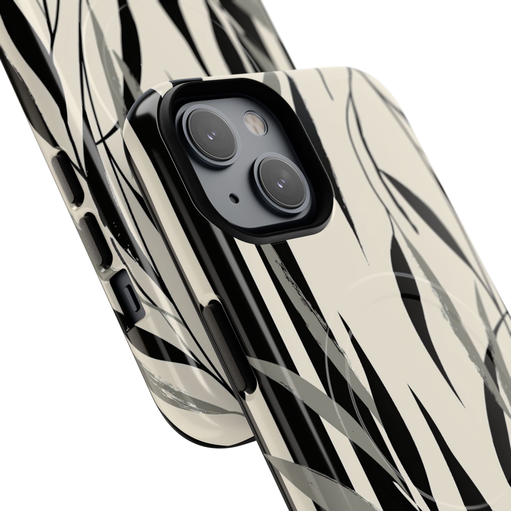 Beige Tough 2.0 Magsafe Phone Case for iPhone - Soot Leaf Sketch