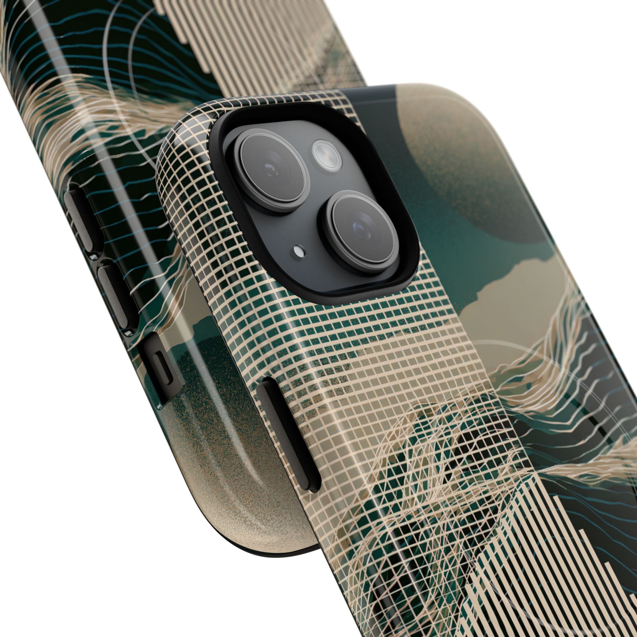 Green Tough 2.0 Magsafe Phone Case for iPhone - Lunar Moss Topography