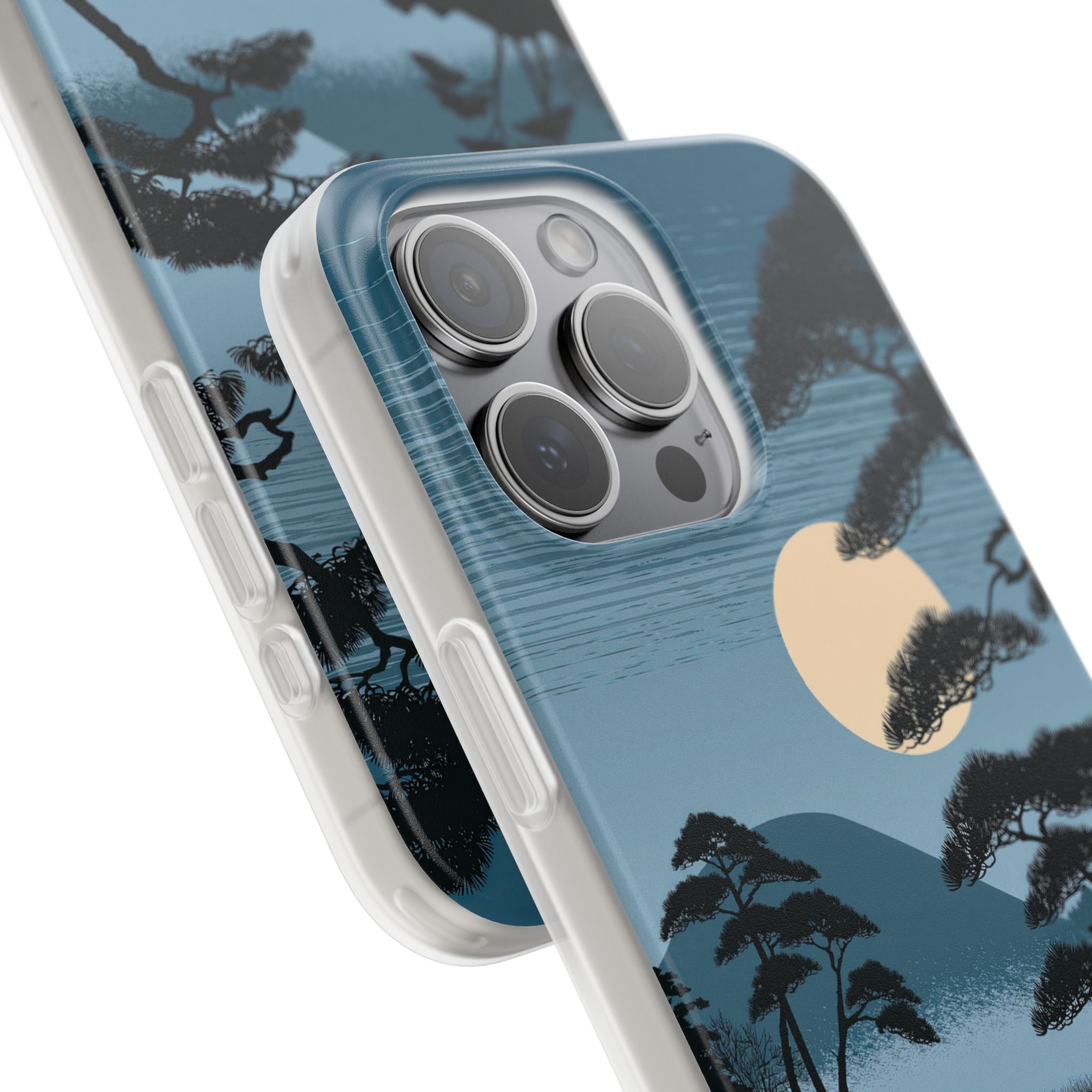 Blue Lite Phone Case for iPhone - Midnight Kyoto Pine