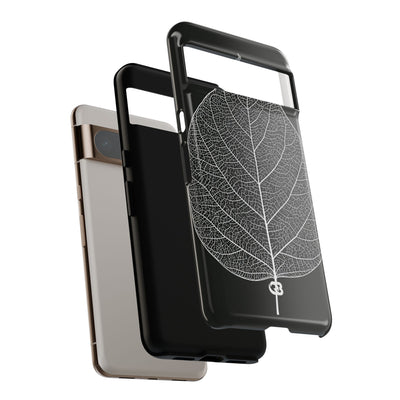 Black Tough Phone Case for Google Pixel - Bleached Leaf Lattice