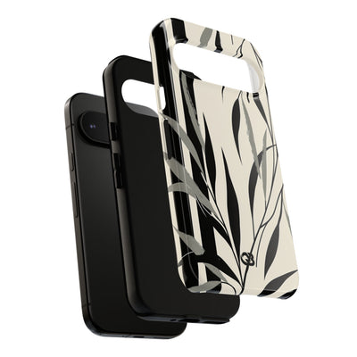 Beige Tough Phone Case for Google Pixel - Soot Leaf Sketch