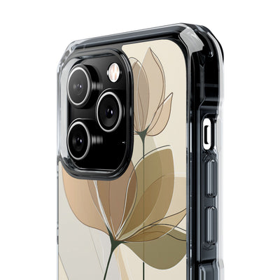 Beige Impact MagSafe Phone Case for iPhone - Muted Ochre Petals
