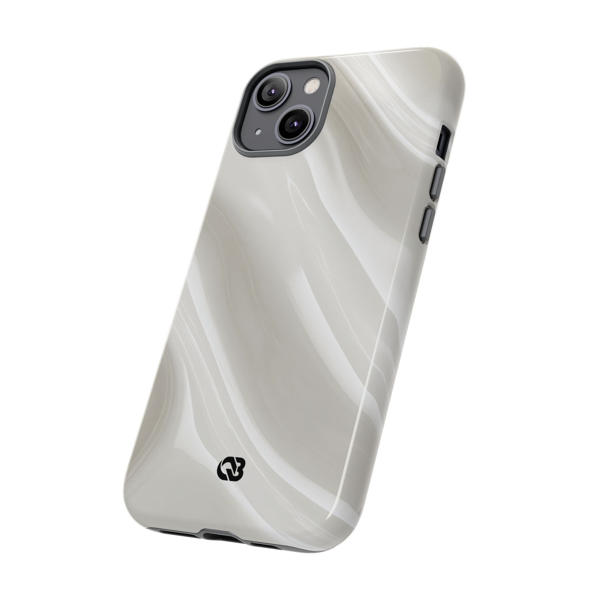 White Tough Phone Case for iPhone - Polished Ivory Wave