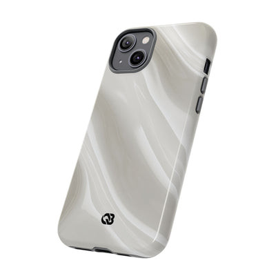 White Tough Phone Case for iPhone - Polished Ivory Wave