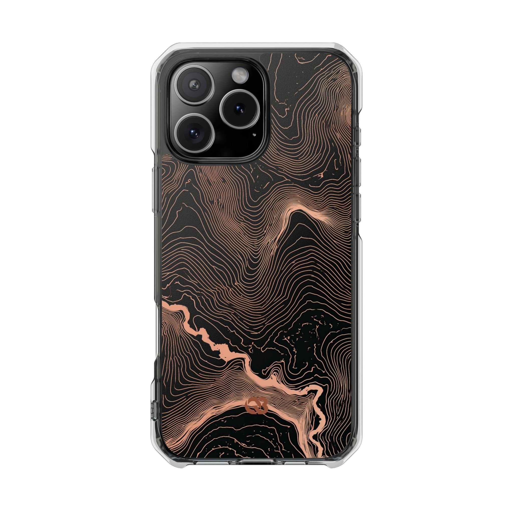 Orange Impact MagSafe Phone Case for iPhone - Salmon Ridge Topo