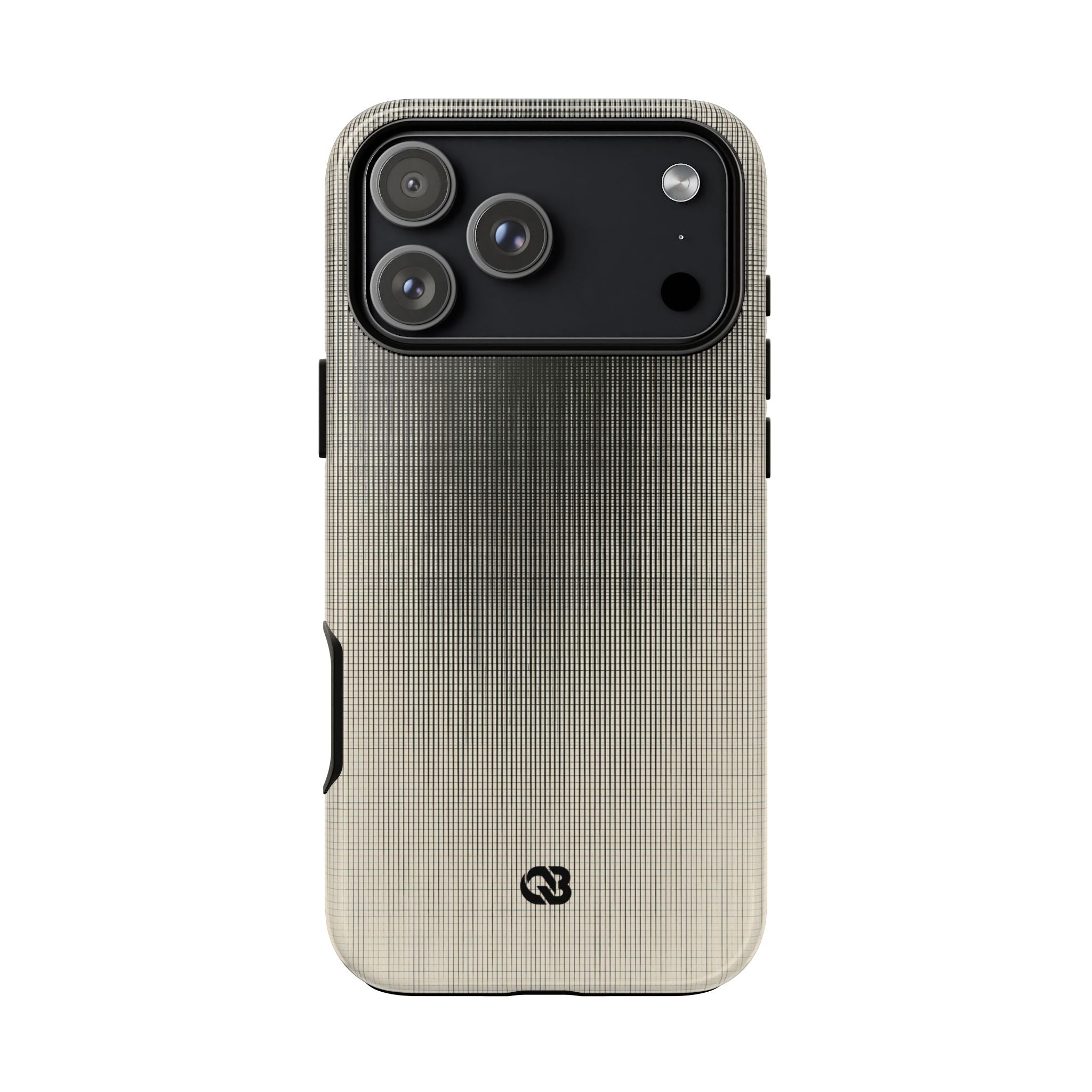 Beige Tough Phone Case for iPhone - Carbon Screen Grid