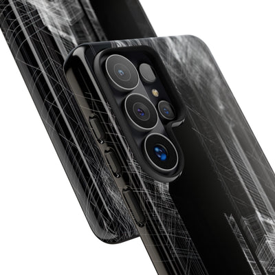 Black Tough Phone Case for Samsung - Ghost Urban Wireframe