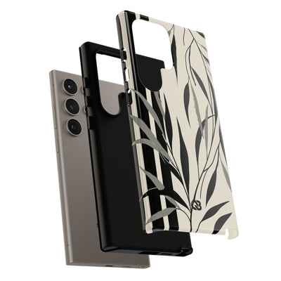 Beige Tough Phone Case for Samsung - Soot Leaf Sketch