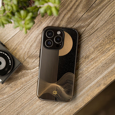 Gold Tough Phone Case for iPhone - Gilded Obsidian Dunes