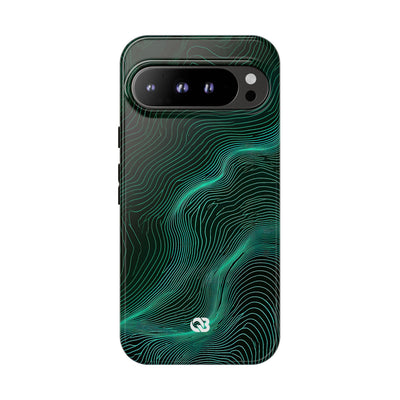 Teal Tough Phone Case for Google Pixel - Neon Jade Contour