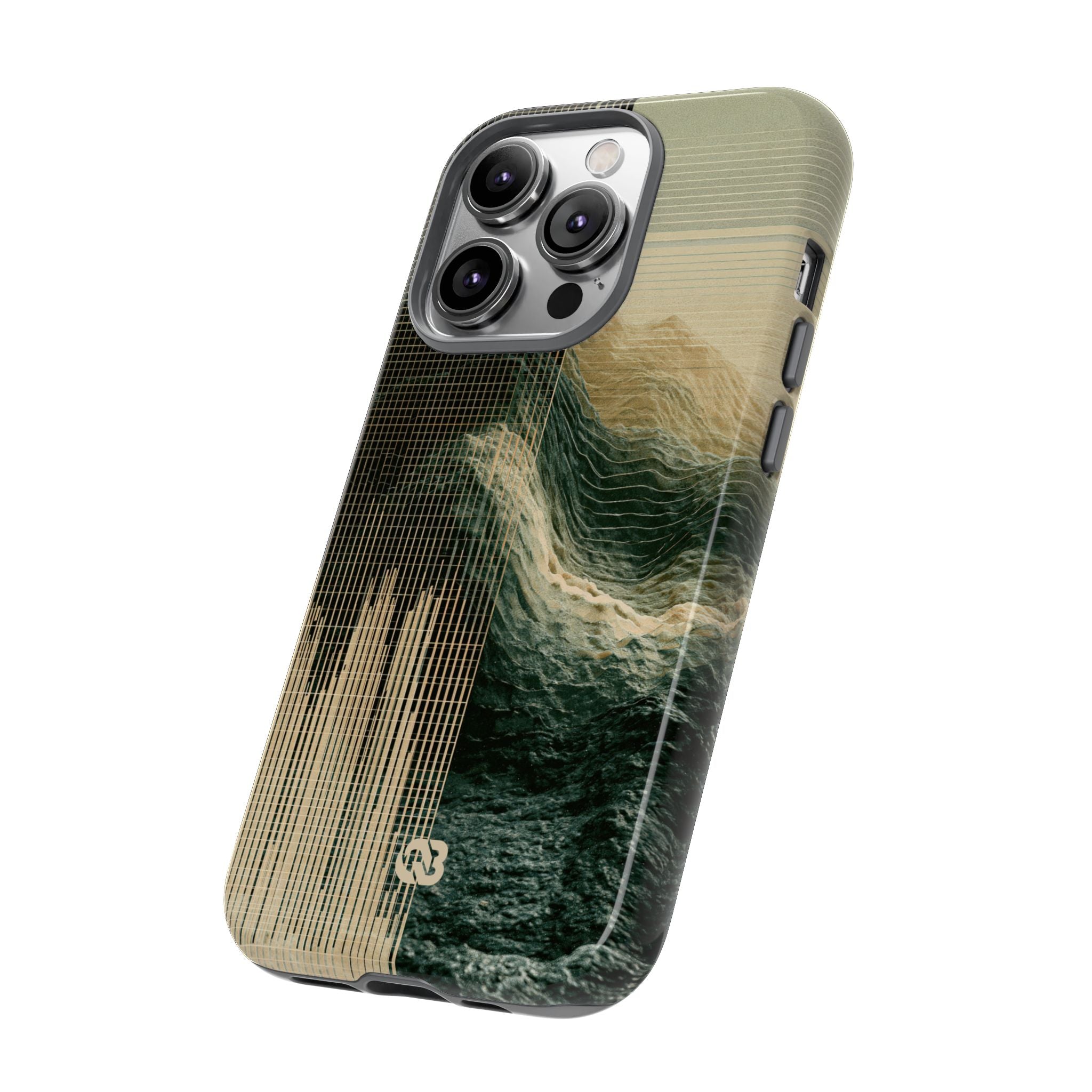 Beige Tough Phone Case for iPhone - Veridian Data Ridge