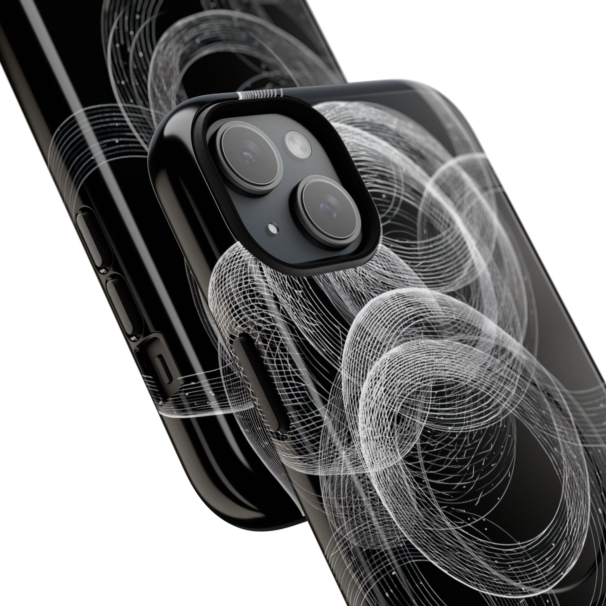 Black Tough 2.0 Magsafe Phone Case for iPhone - Kinetic Wireframe Orbit