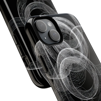 Black Tough 2.0 Magsafe Phone Case for iPhone - Kinetic Wireframe Orbit