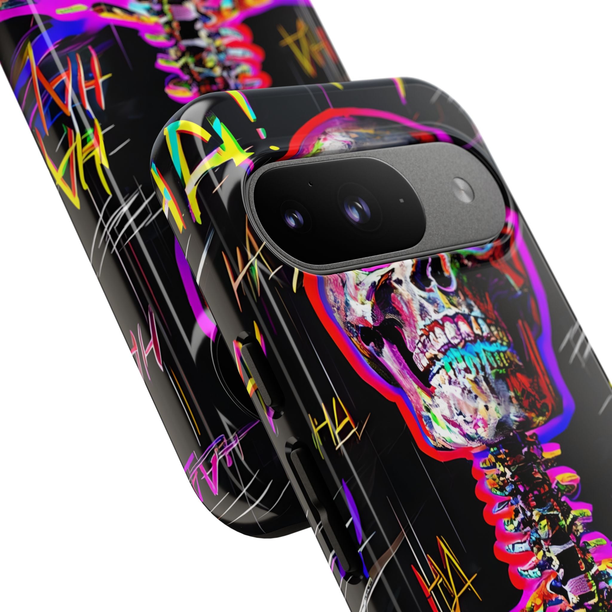 Neon Glitch Skeleton · Tough Handyhülle für Google Pixel