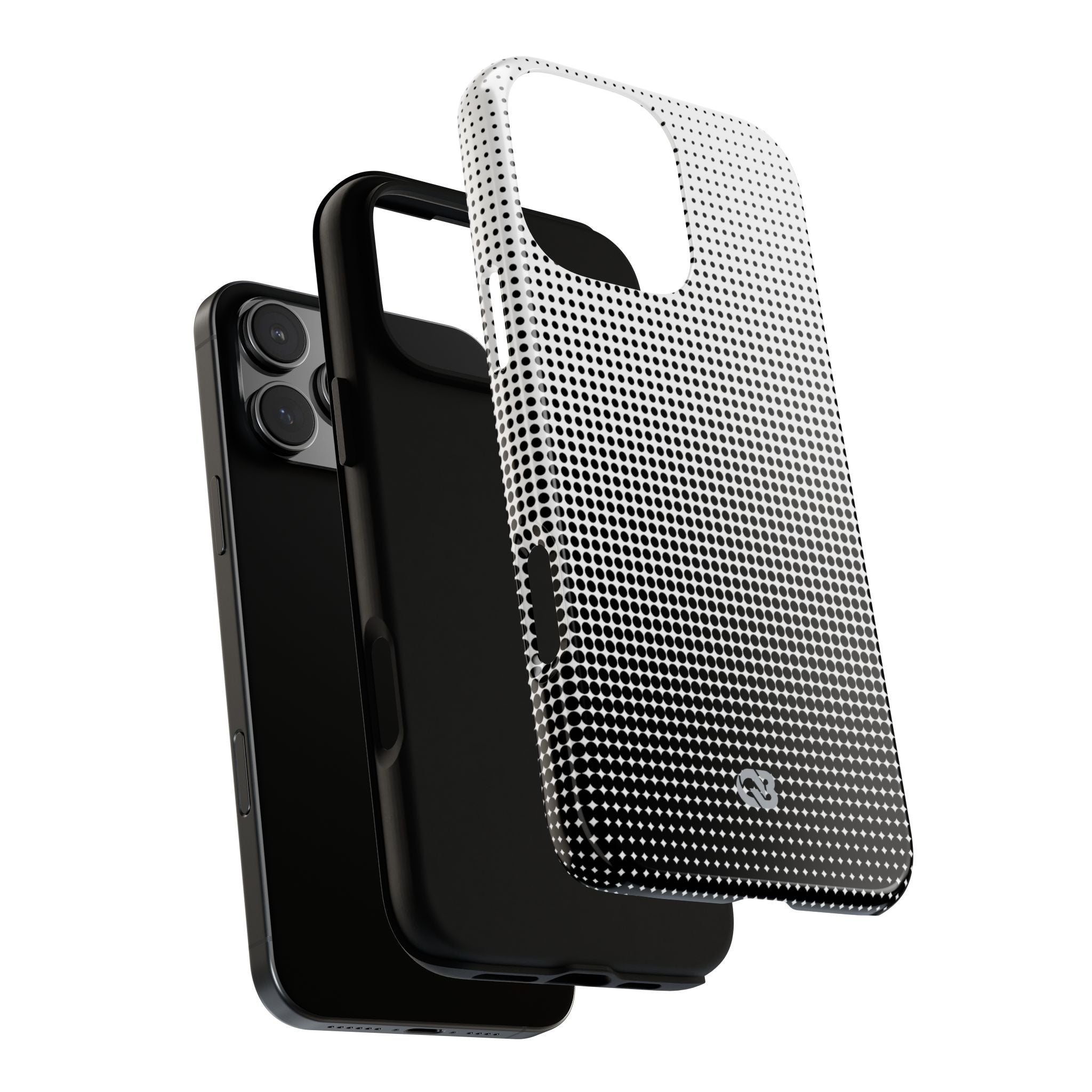 Black Tough Phone Case for iPhone - Obsidian Halftone Flux