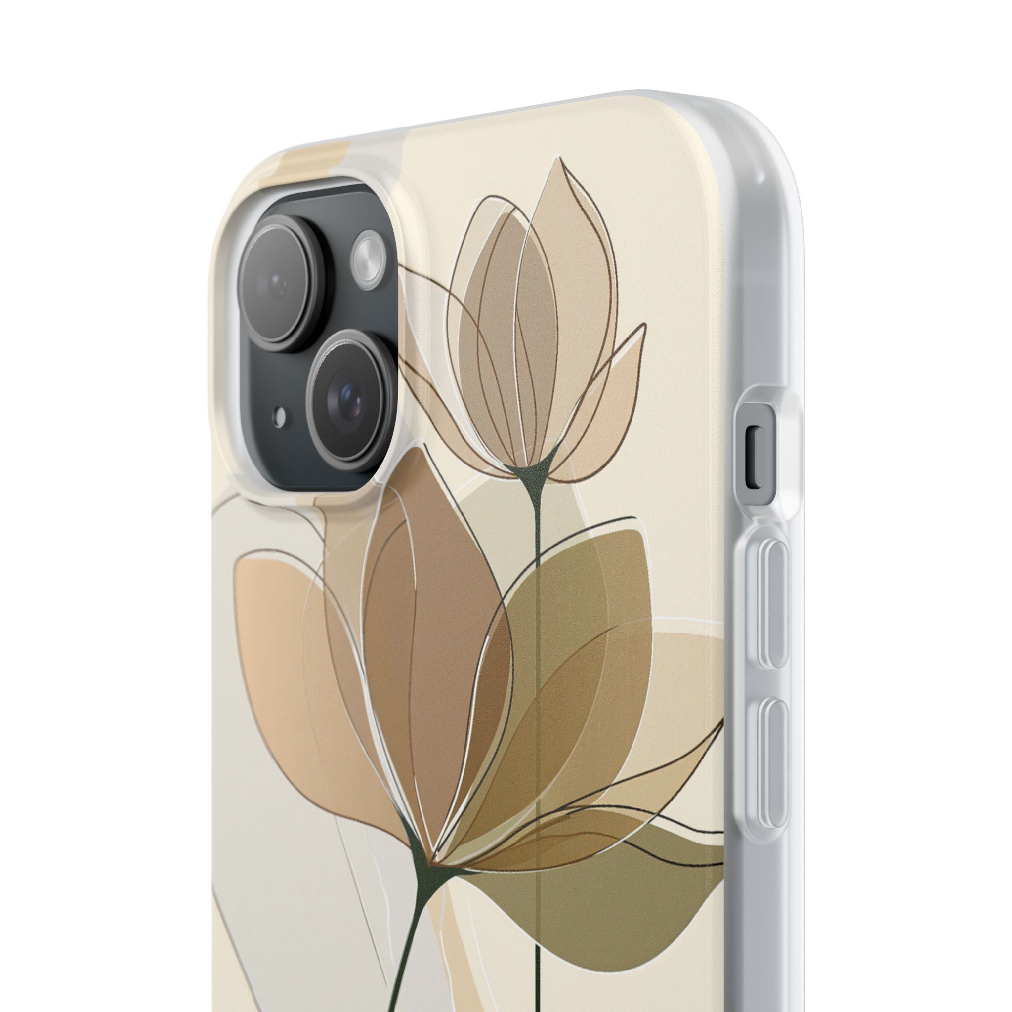 Beige Lite Phone Case for iPhone - Muted Ochre Petals