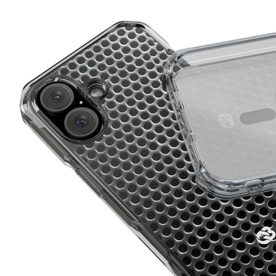 Brushed Perforated Steel · Clear Impact Magnetic Phone Case for iPhone ·  Silver