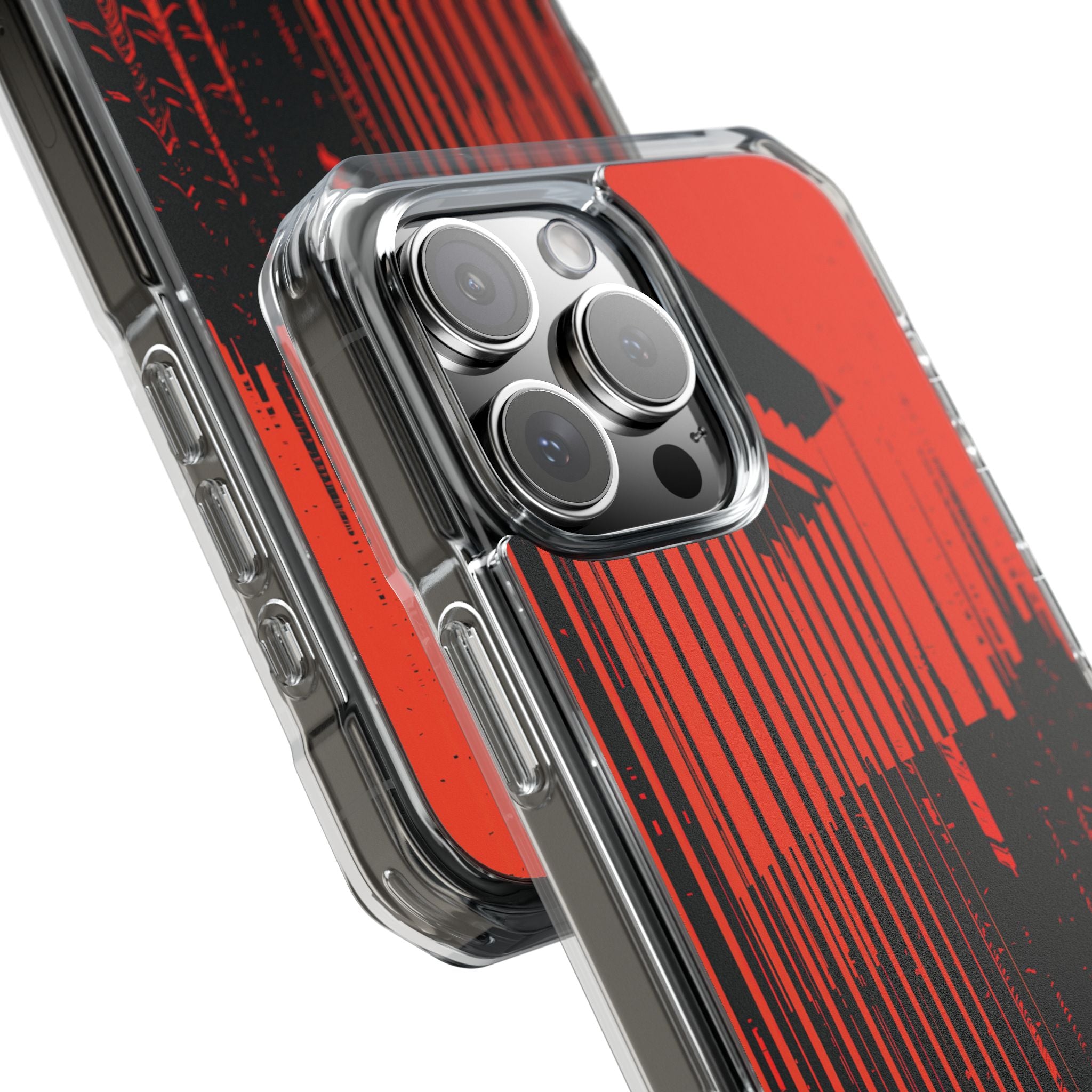 Red Impact MagSafe Phone Case for iPhone - Crimson Brutalist Distortion