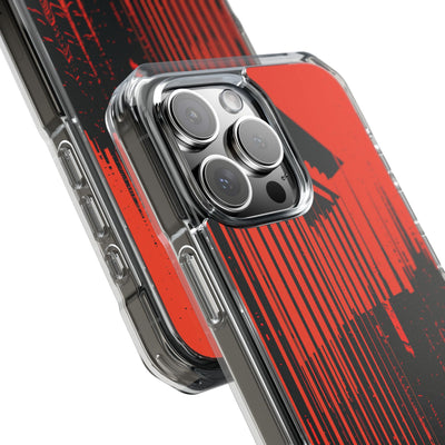 Red Impact MagSafe Phone Case for iPhone - Crimson Brutalist Distortion