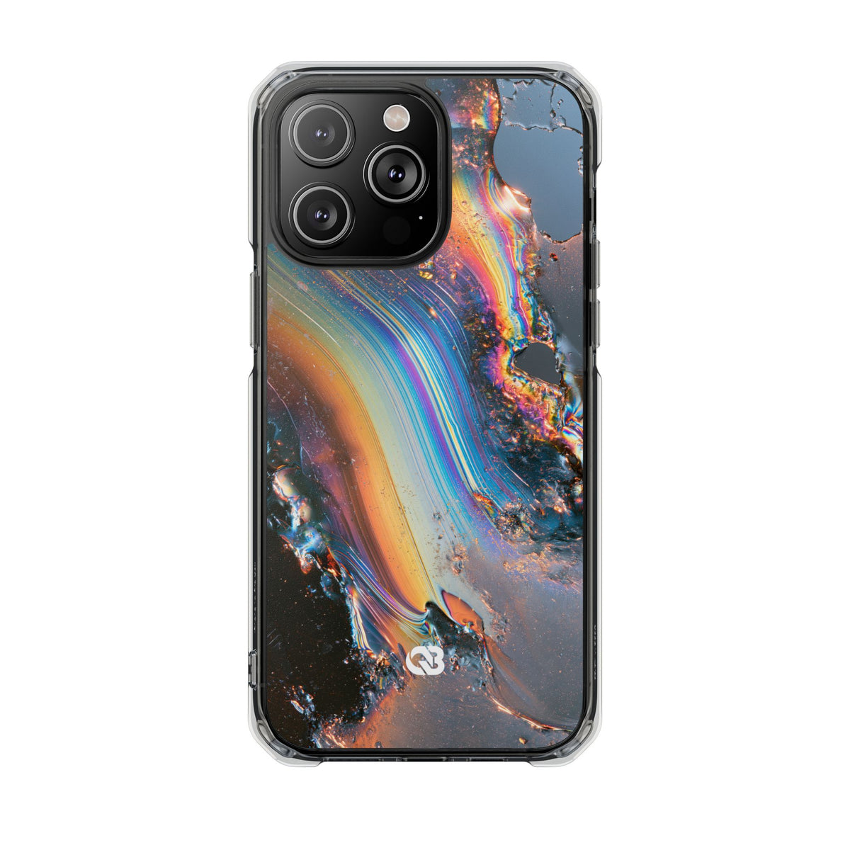 Prismatic Aura Flow · Clear Impact Magnetic Phone Case for iPhone · Blue