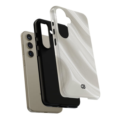 White Tough Phone Case for Samsung - Polished Ivory Wave