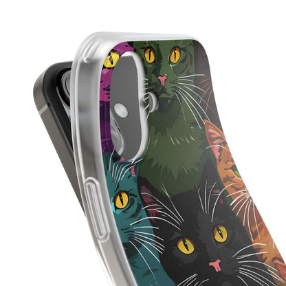 Teal Cat Grid iPhone 16 Case - Soft