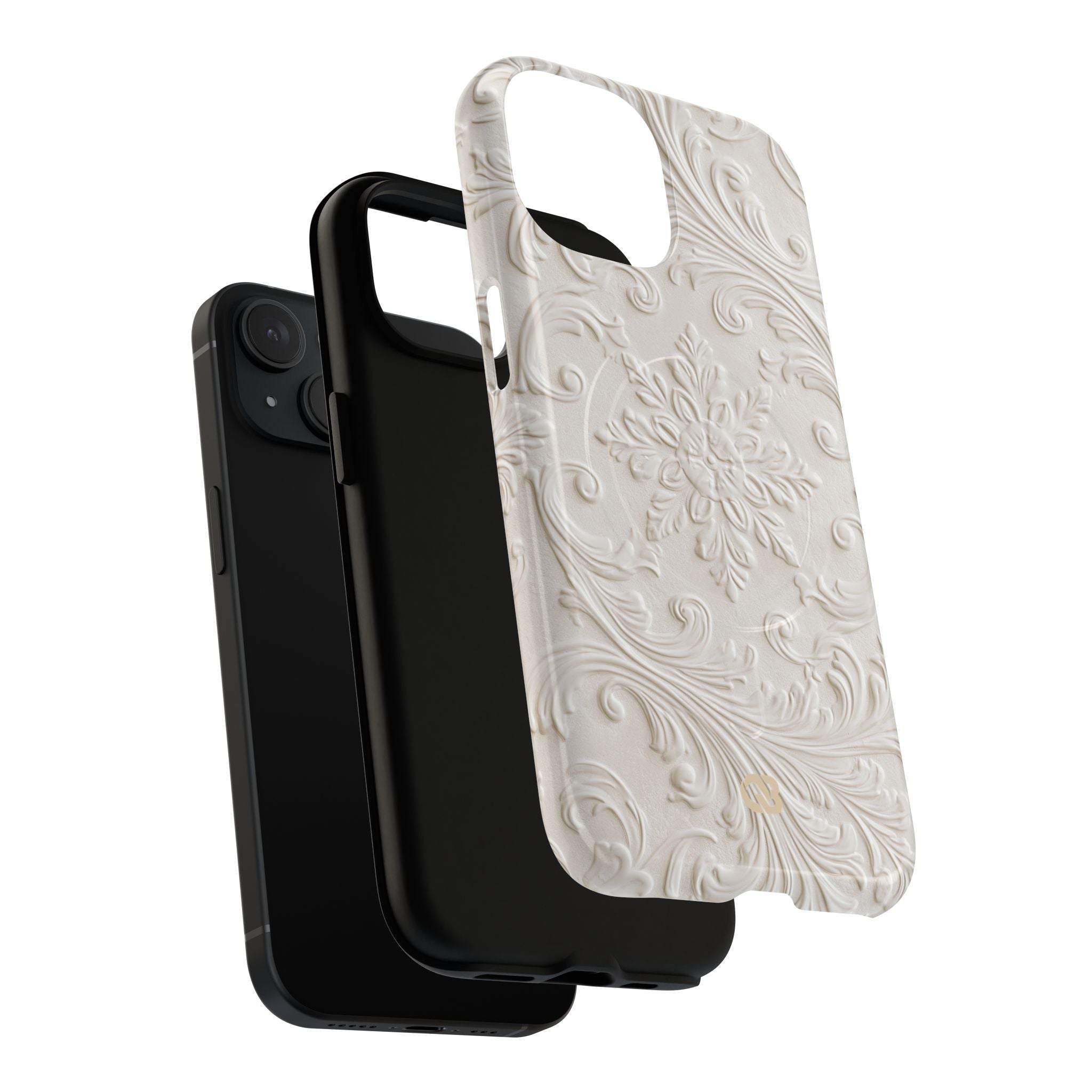 White Tough 2.0 Magsafe Phone Case for iPhone - Alabaster Floral Relief