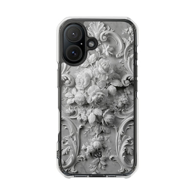 Rococo Marble Rose · Clear Impact Magnetic Phone Case for iPhone · White