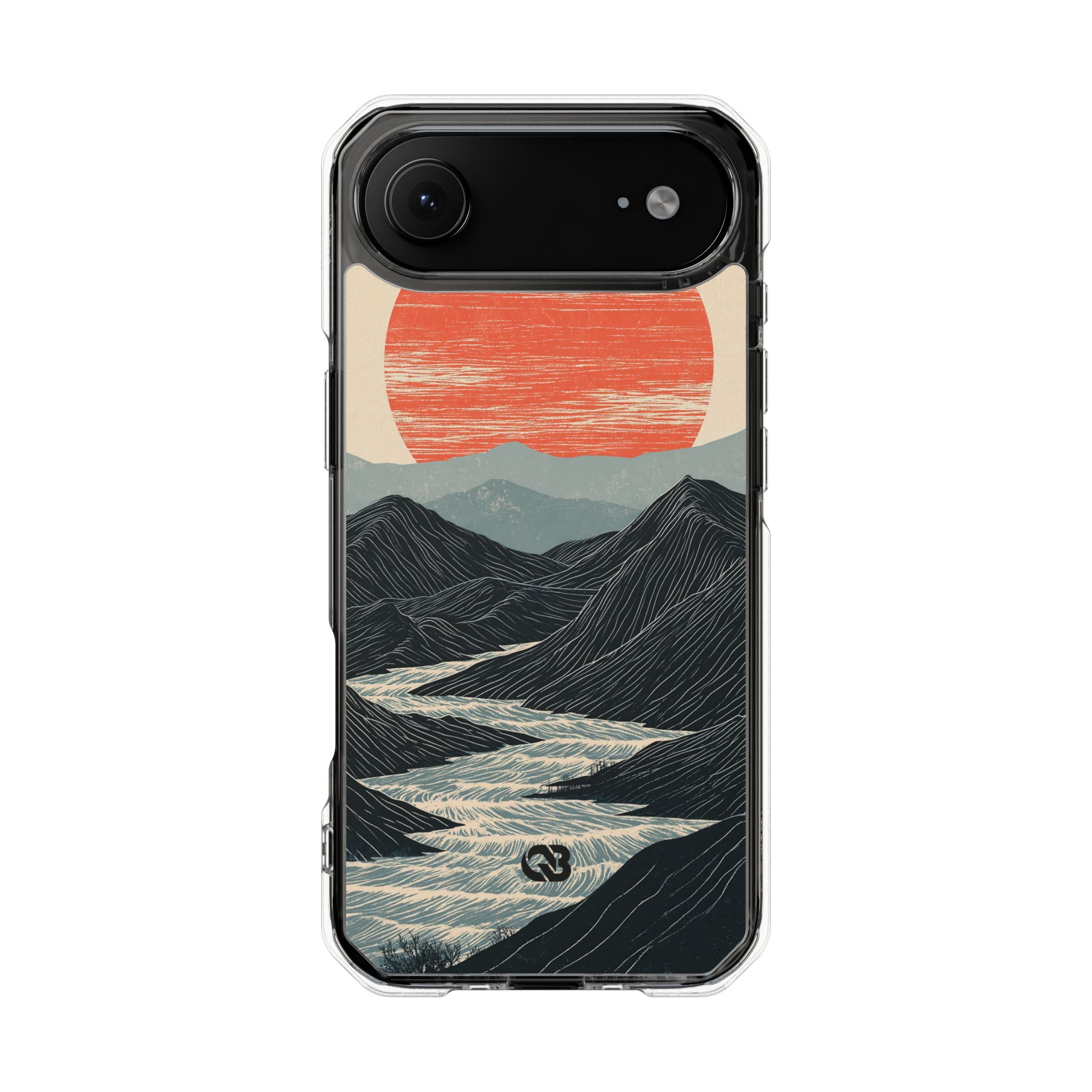 Beige Impact MagSafe Phone Case for iPhone - Crimson Ridge Flow