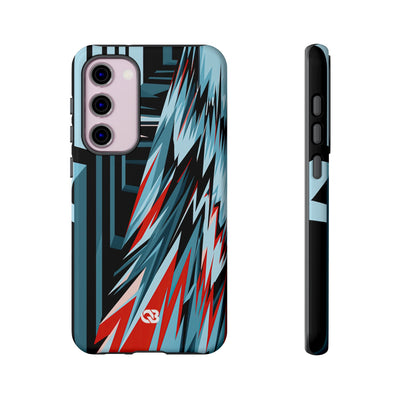 Blue Tough Phone Case for Samsung - Glitch Peak Cyan