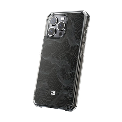 Black Impact MagSafe Phone Case for iPhone - Obsidian Topo Wireframe