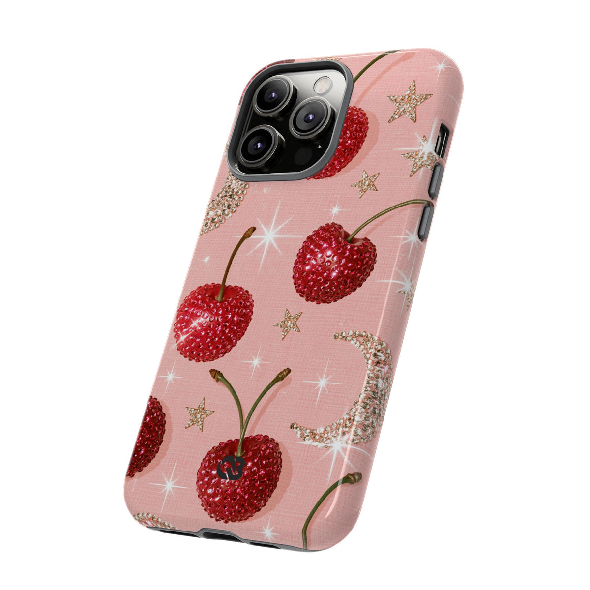 Bedazzled Ruby Cherries · Tough Phone Case for iPhone · Pink