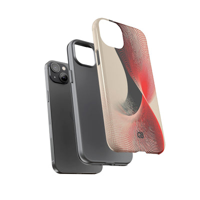 Red Tough Phone Case for iPhone - Scarlet Wireframe Helix