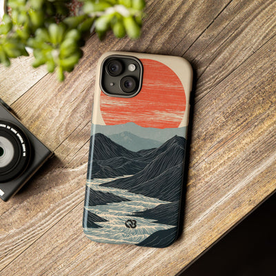 Beige Tough Phone Case for iPhone - Crimson Ridge Flow