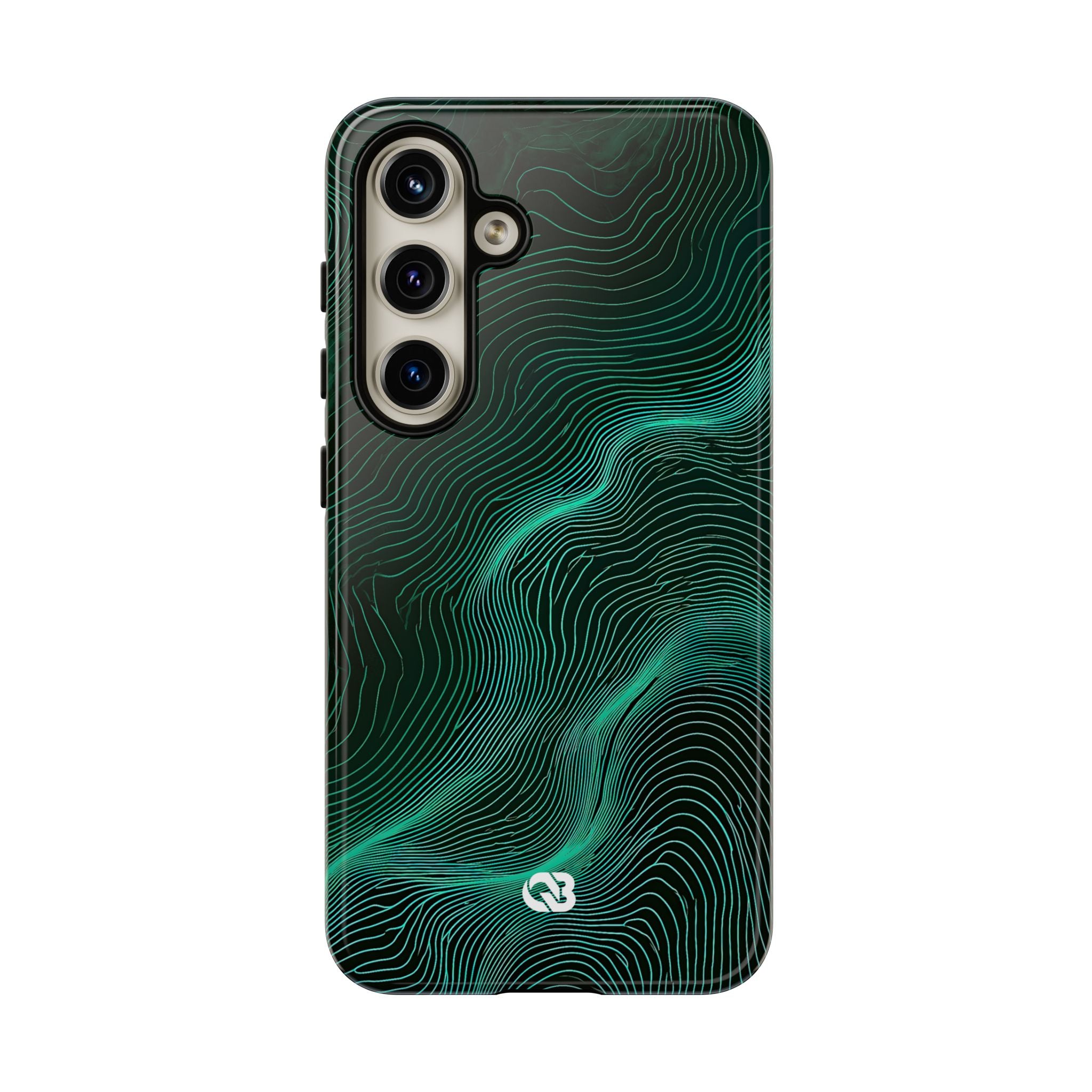 Teal Tough Phone Case for Samsung - Neon Jade Contour